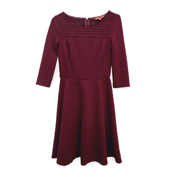 Modcloth Maroon Cable Knit Dress Size Small, 3/4 sleeve - Picture 2 of 13